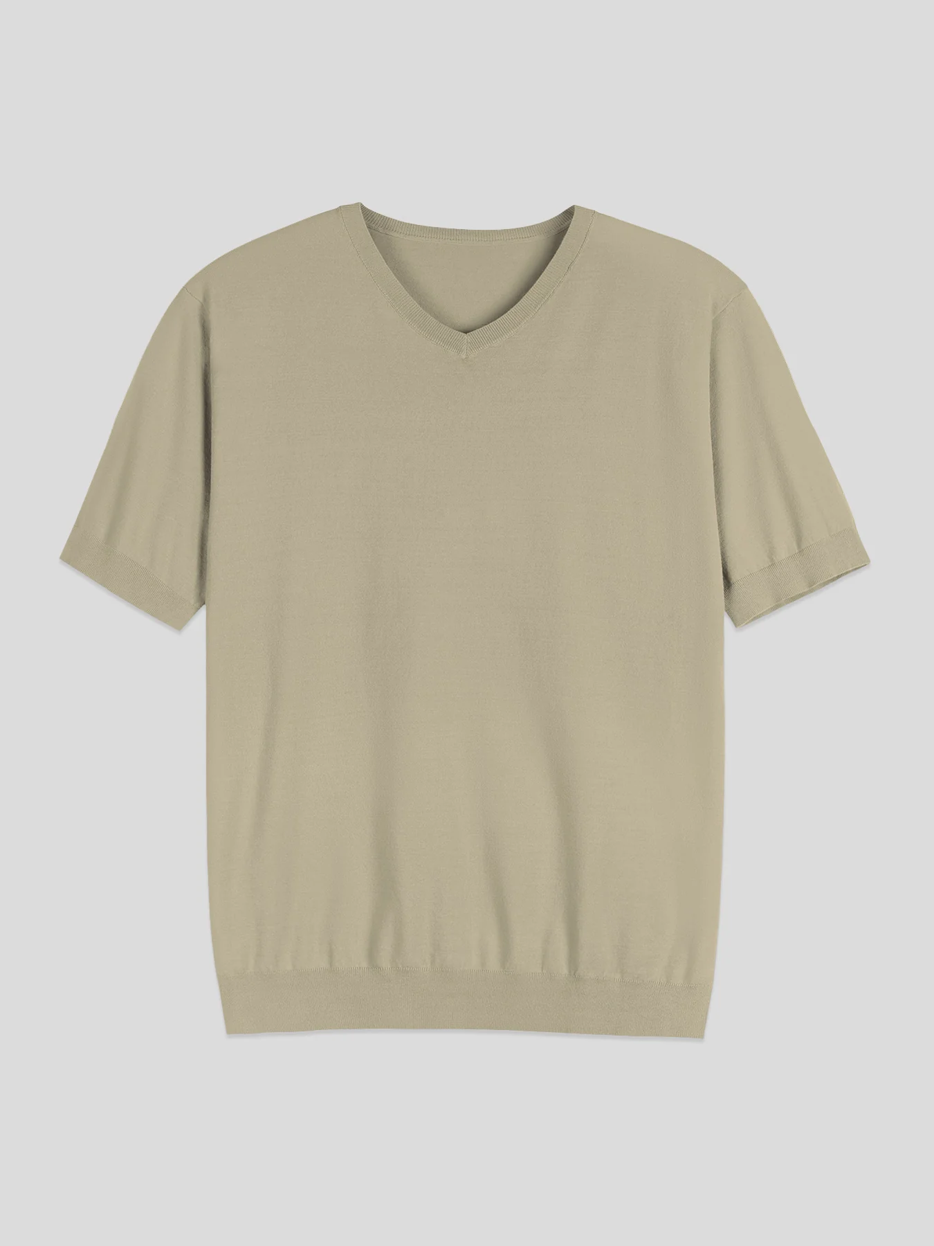 GentleKnit Short Sleeve V-neck Knitted T-Shirt - Image 30