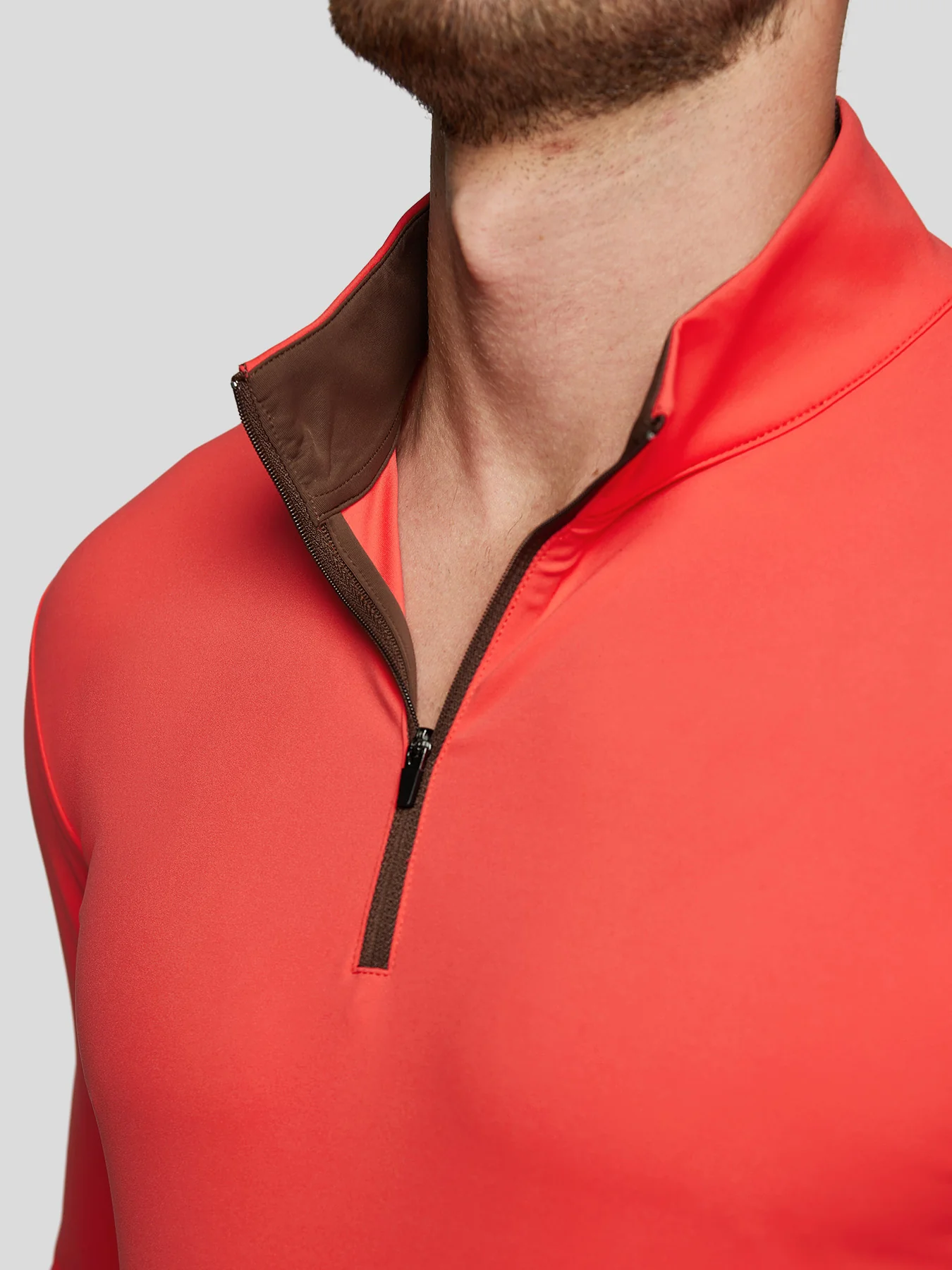 SmoothBlend Slim Fit Half Zip Mock Neck Tee: Zip Contrast Color sale - Image 9